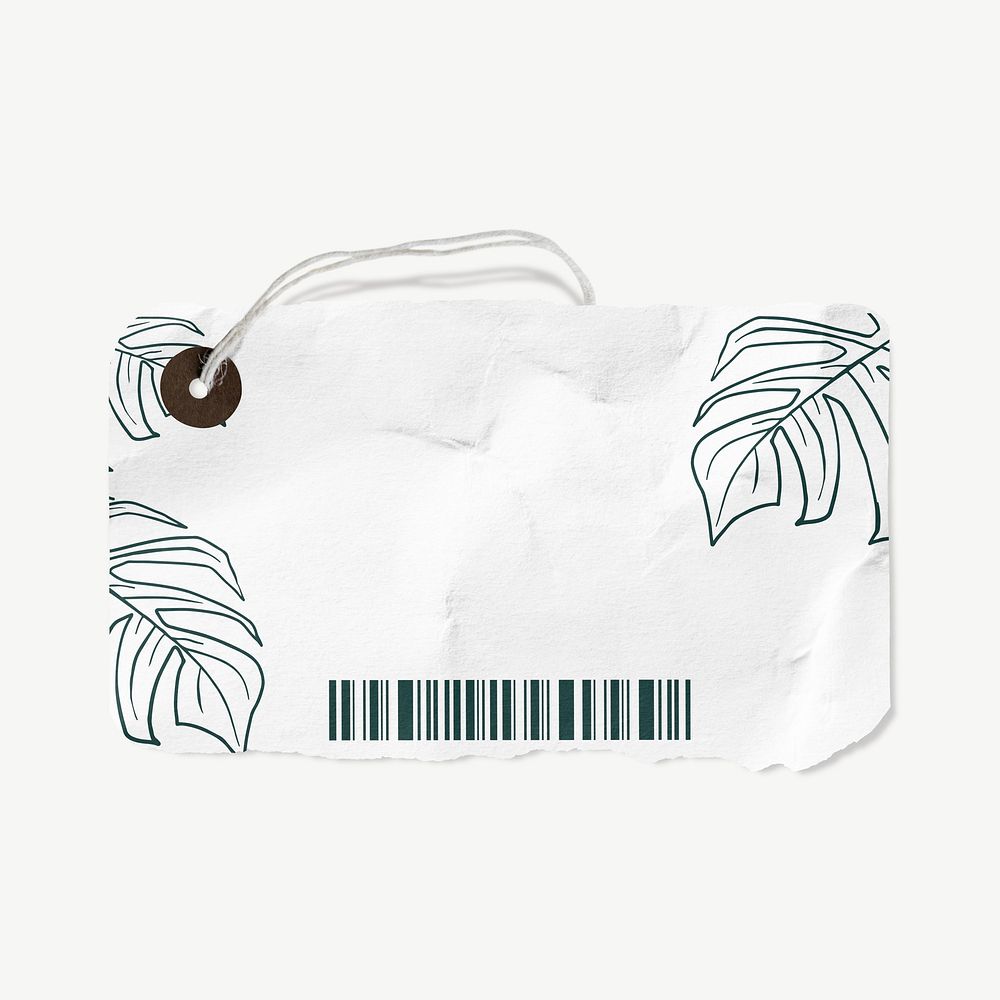 Label tag mockup, leafy stationery design psd
