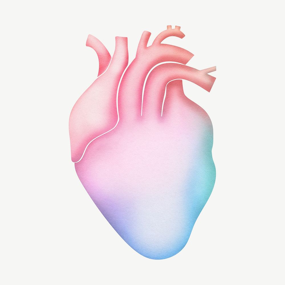 Human heart, holographic collage psd