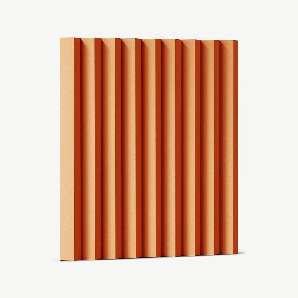 Orange wall paneling sample, 3D element psd