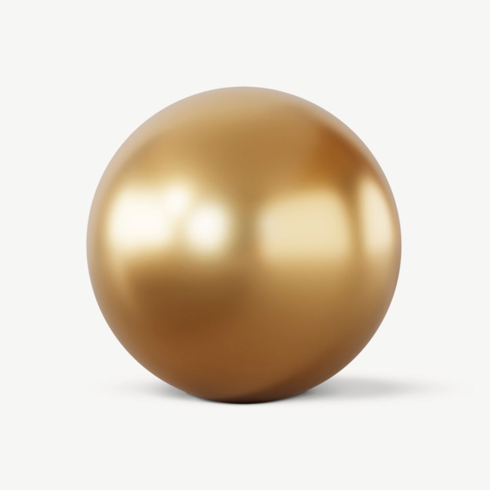 Gold ball shape, 3D rendering graphic psd
