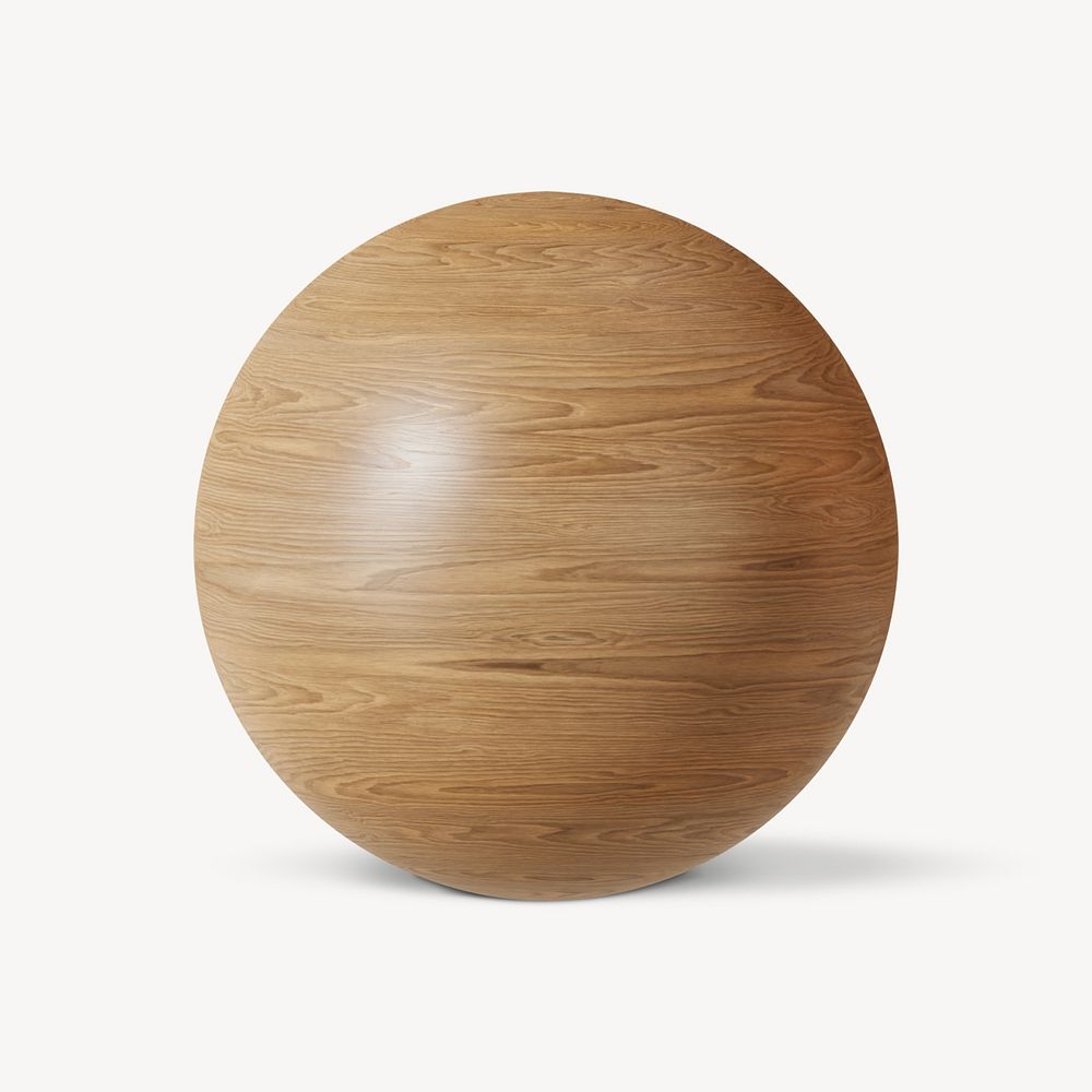Wooden ball shape, 3D rendering graphic