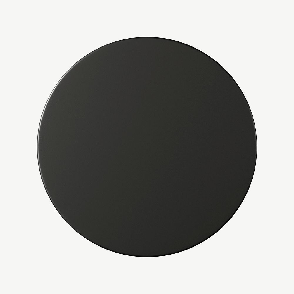 Black circle shape, 3D collage element psd