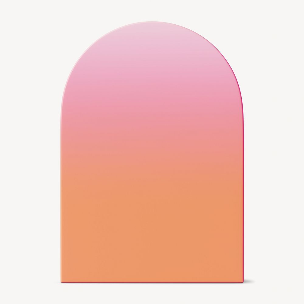 Pink gradient arch shape, 3D rendering graphic