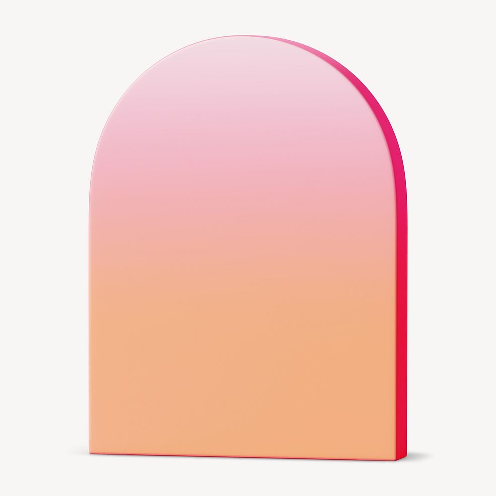 Pink gradient arch shape, 3D rendering graphic