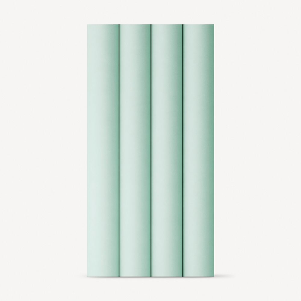 Green wall paneling sample, 3D element psd