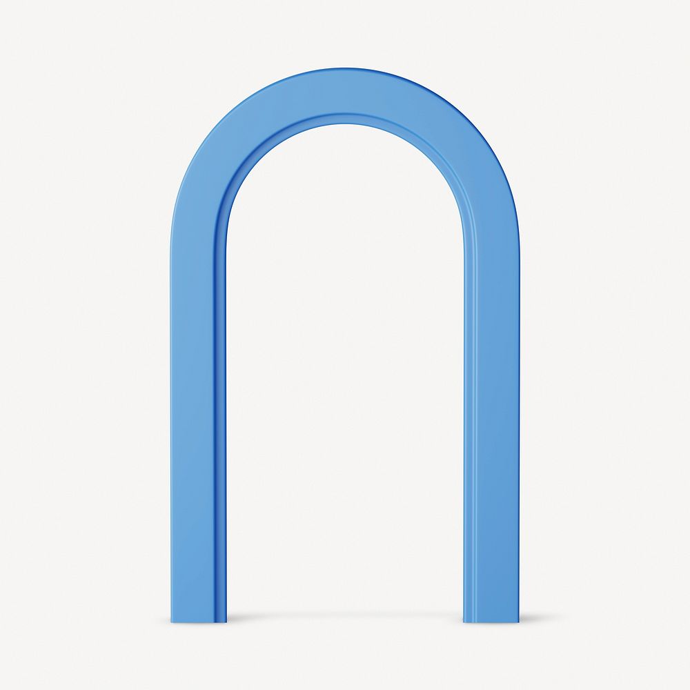 Blue arch shape, 3D collage element psd