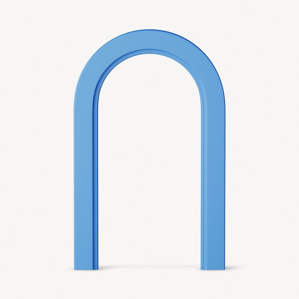 Blue arch shape, 3D rendering graphic