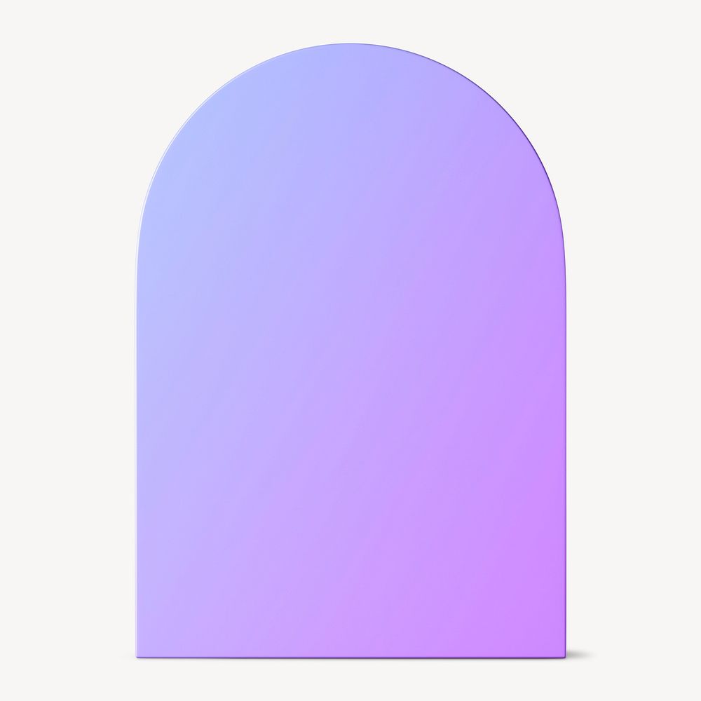Purple gradient arch shape, 3D collage element psd