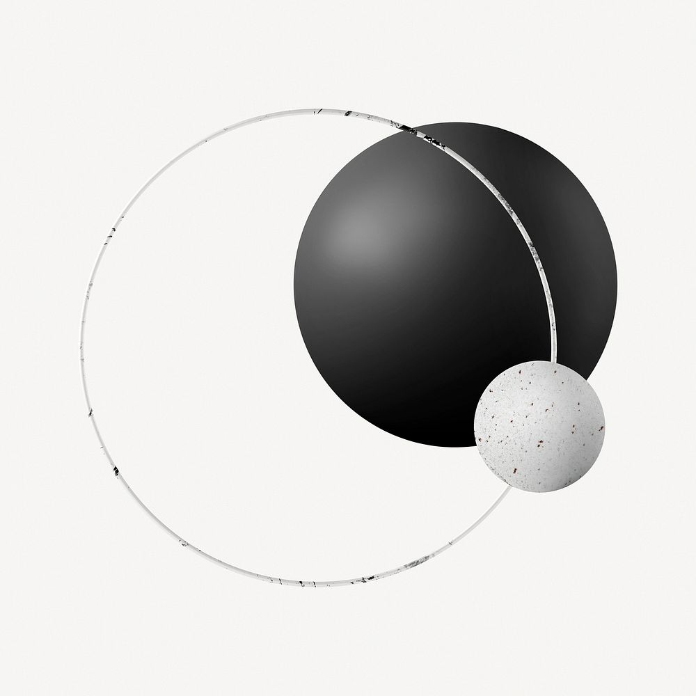 Abstract minimal circle shapes, black and white design psd