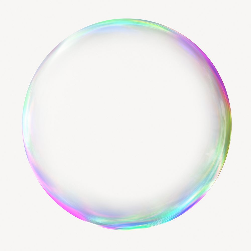 Holographic bubble shape, 3D rendering graphic