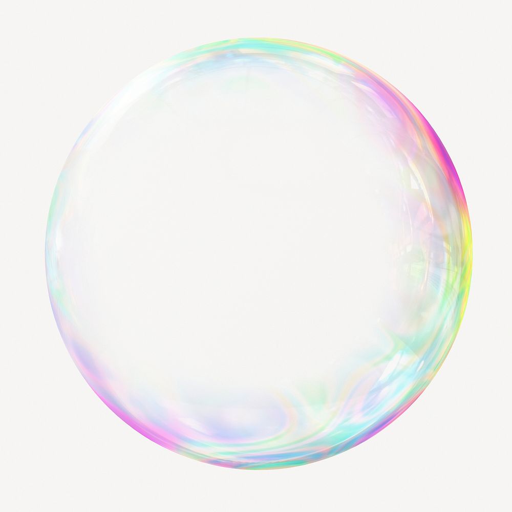 Holographic bubble shape, 3D rendering graphic psd