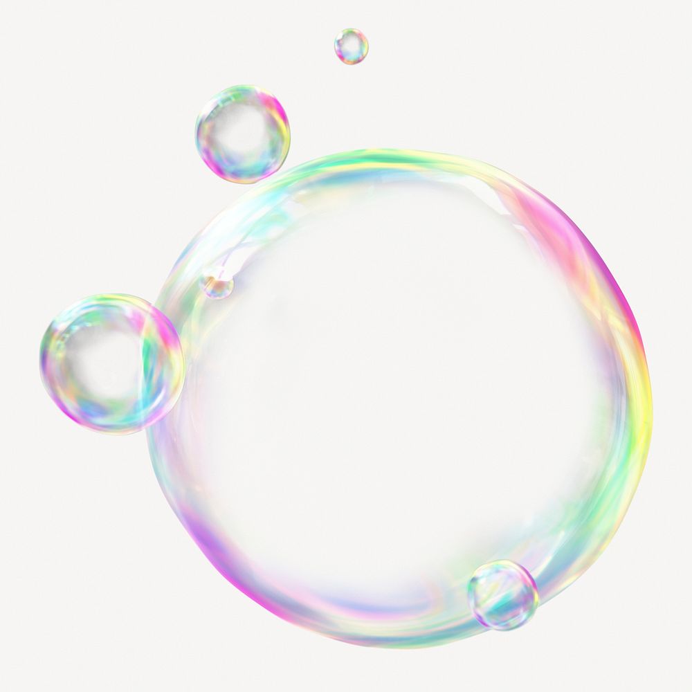 Holographic bubble shape, 3D rendering graphic psd