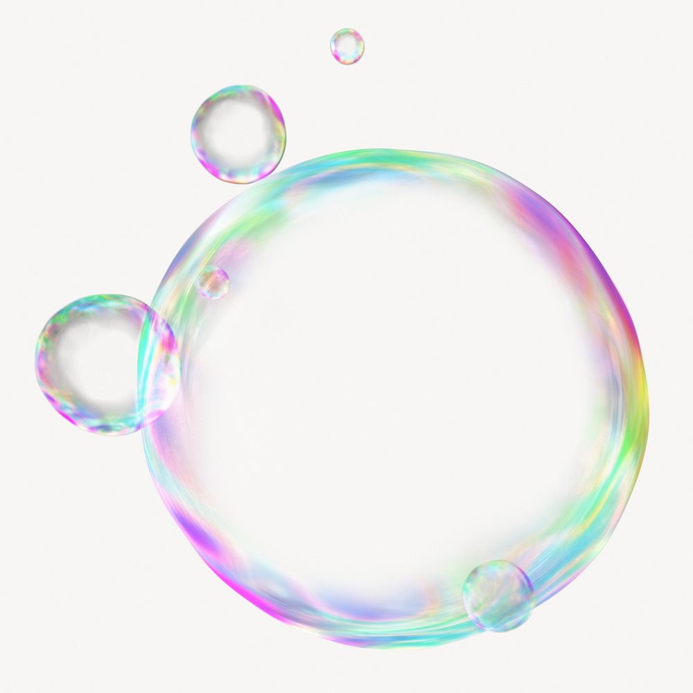 Holographic bubble shape, 3D rendering graphic