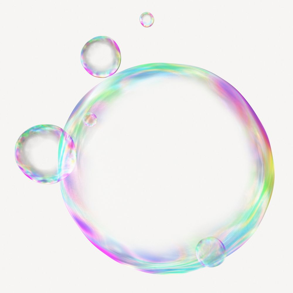 Holographic bubble shape, 3D rendering graphic psd