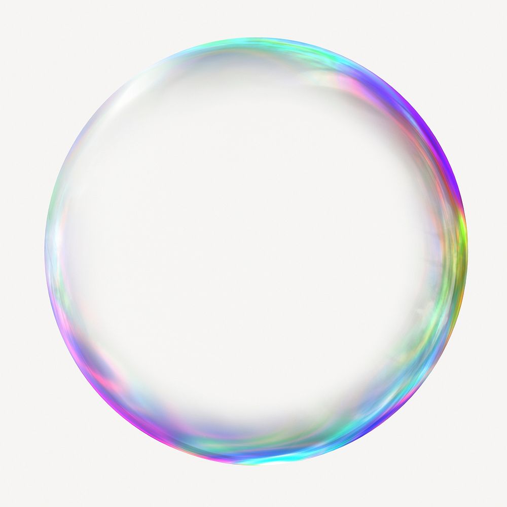 Holographic bubble shape, 3D rendering graphic psd