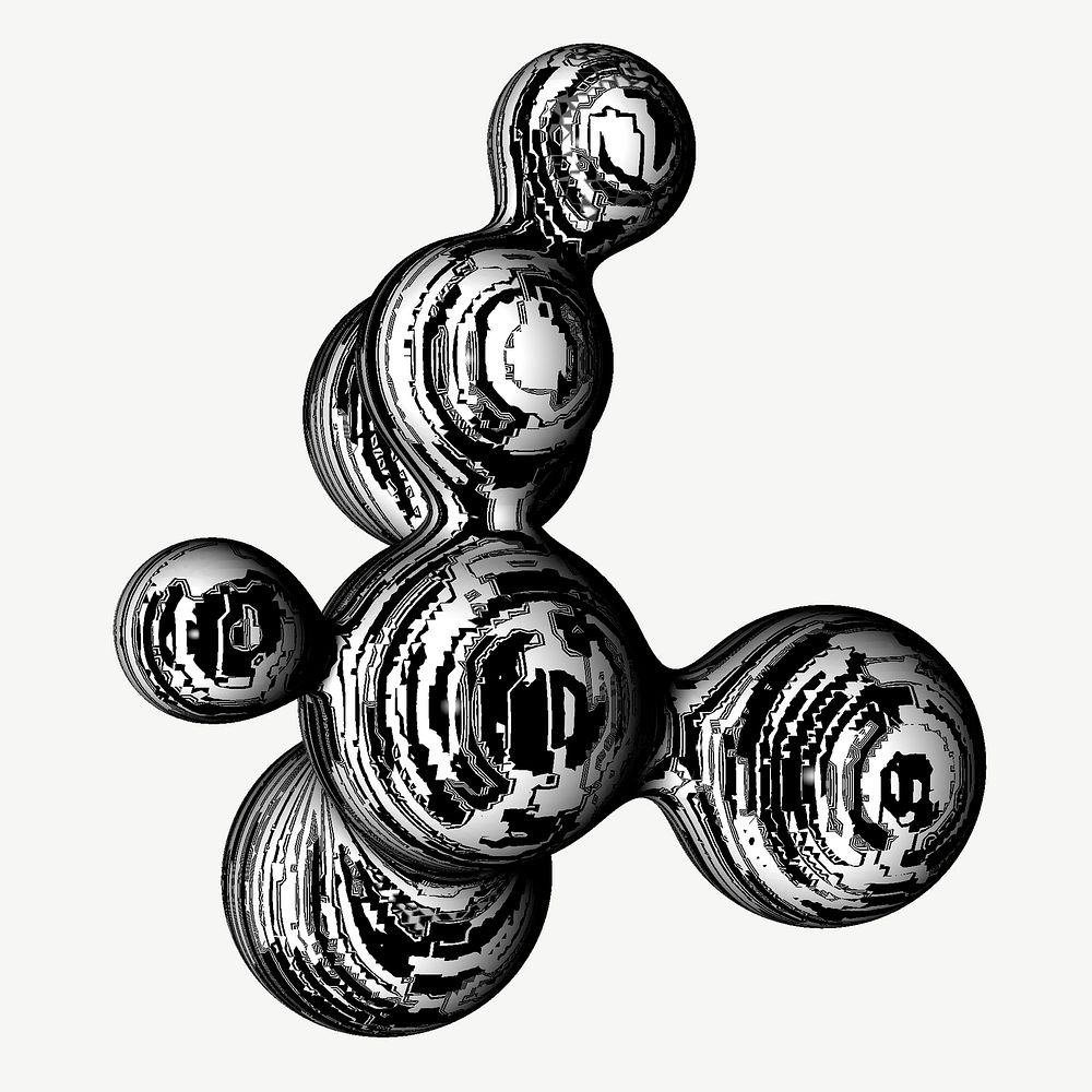 Abstract molecule shape, 3D liquid graphic psd