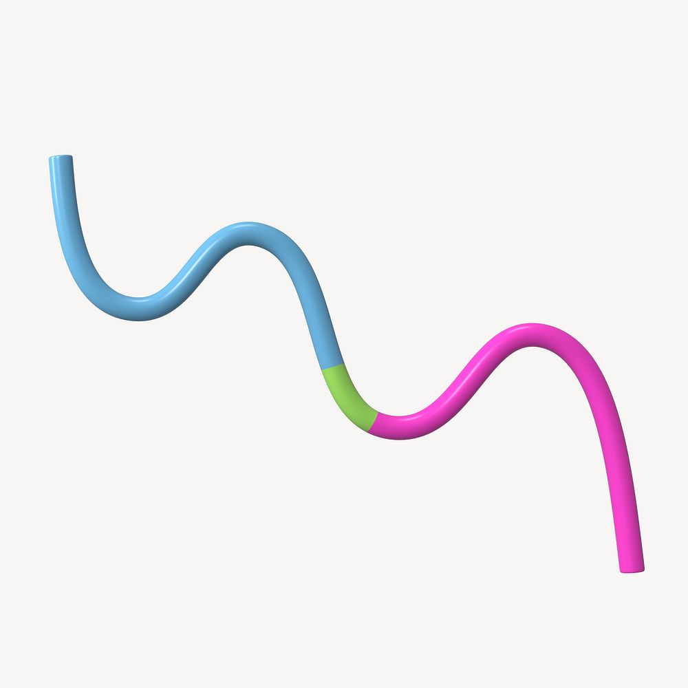 3D squiggle line, colorful graphic