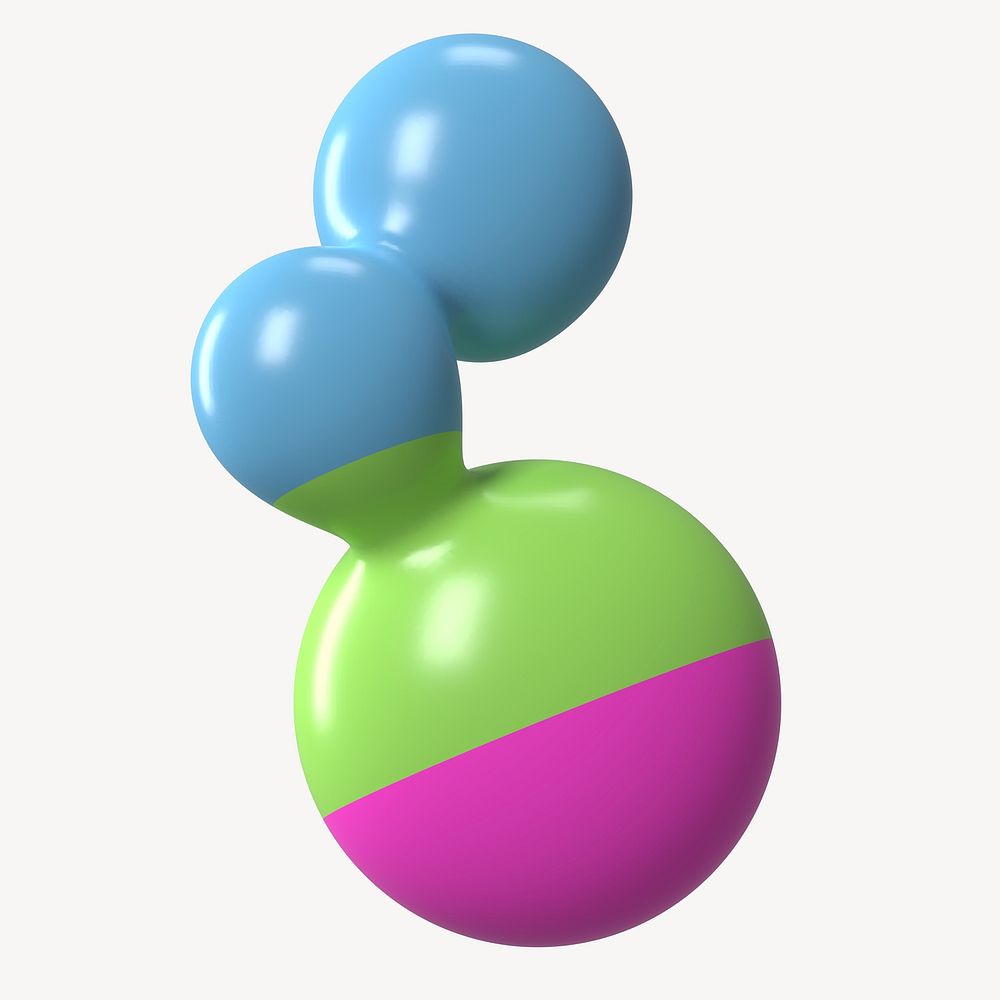 Colorful molecule shape, 3D liquid graphic