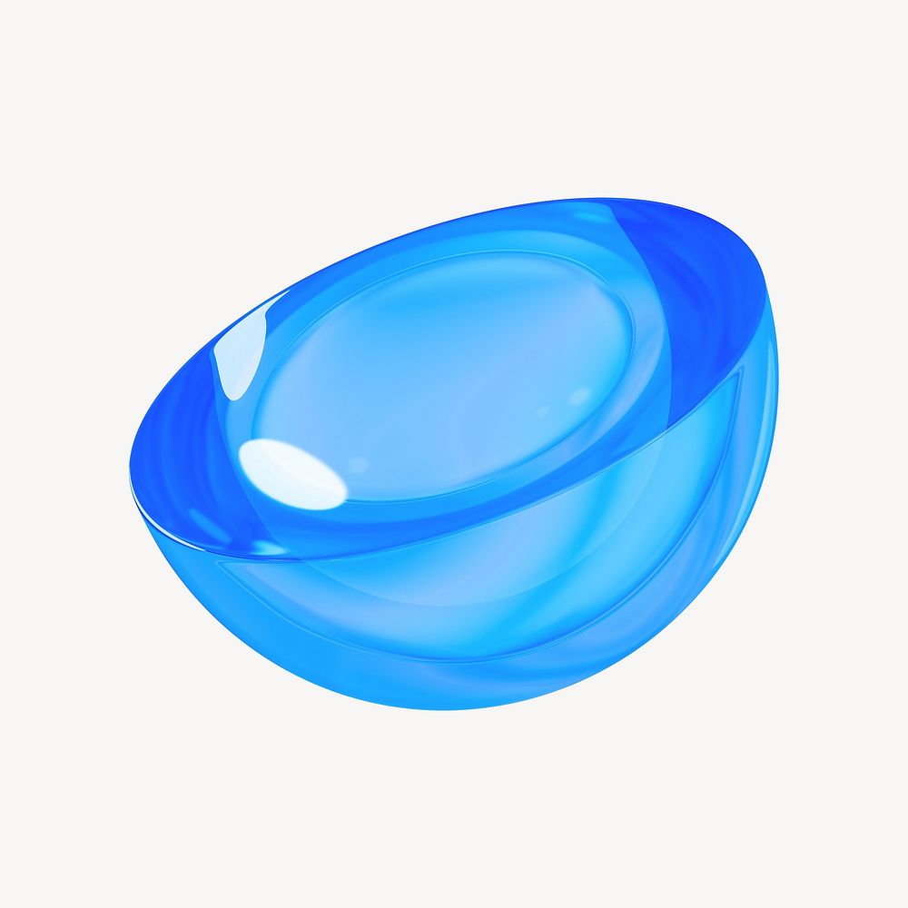 3D blue half-sphere, geometric shape