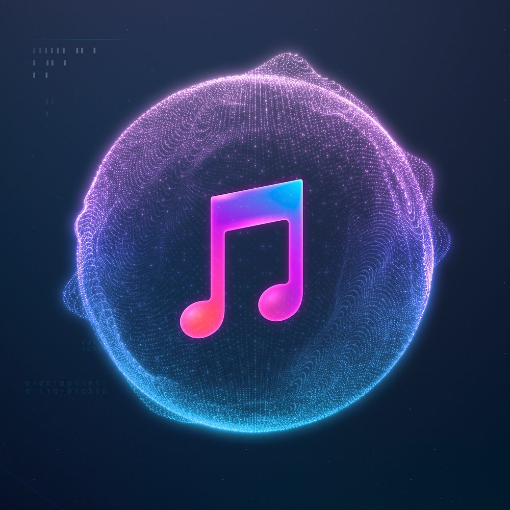 Gradient purple music note, digital remix psd