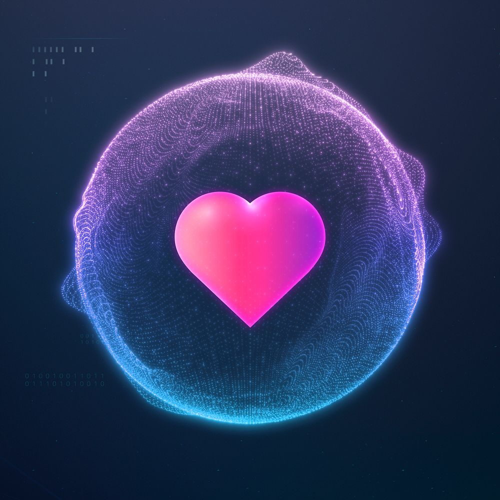 Bubble heart element, digital remix psd