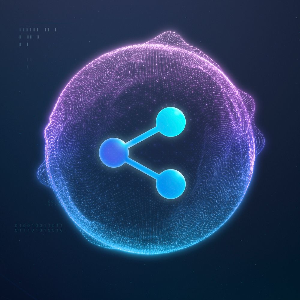 Gradient blue network icon, digital remix psd