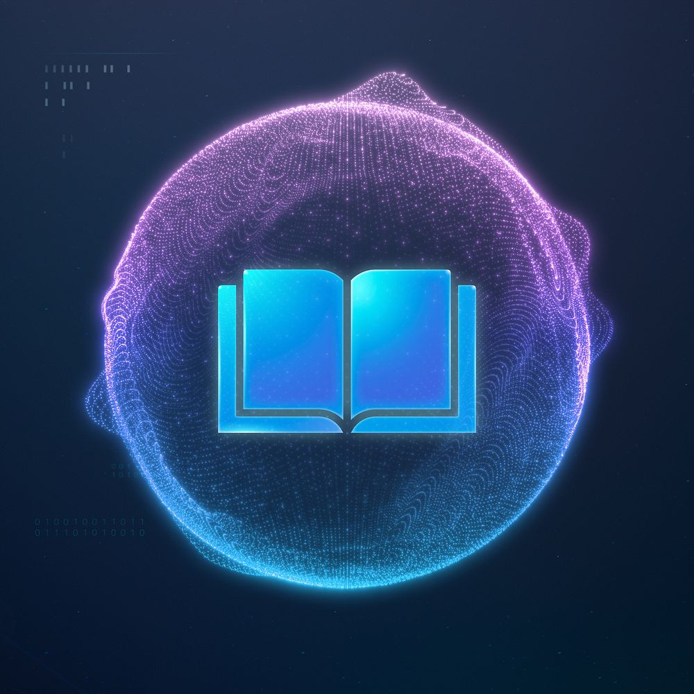 Education technology, blue opened book remix