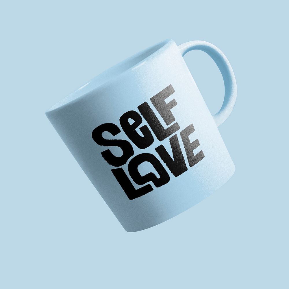 Self-love coffee mug in blue