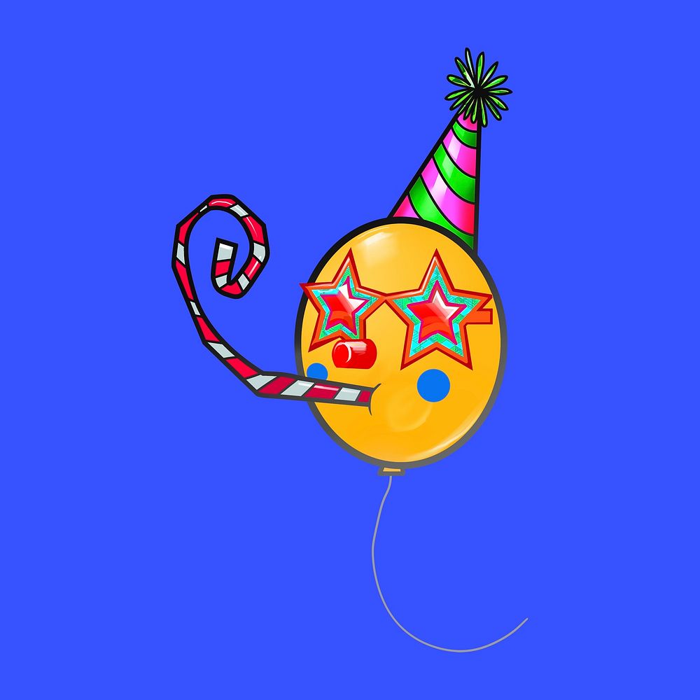 Funky party balloon collage element psd