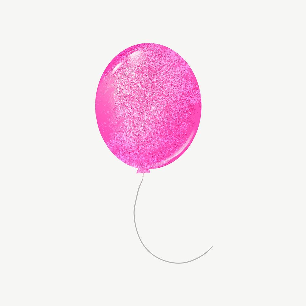 Pink glittery balloon collage element psd