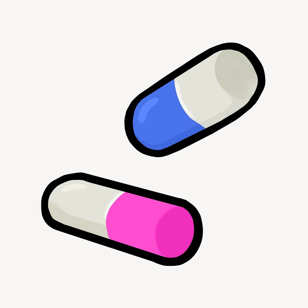 Colorful medicine capsules, health illustration