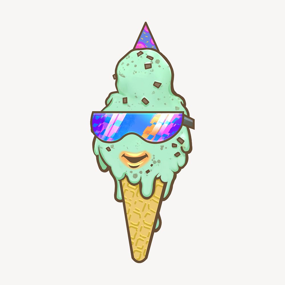 Sunglasses ice-cream cartoon, food illustration