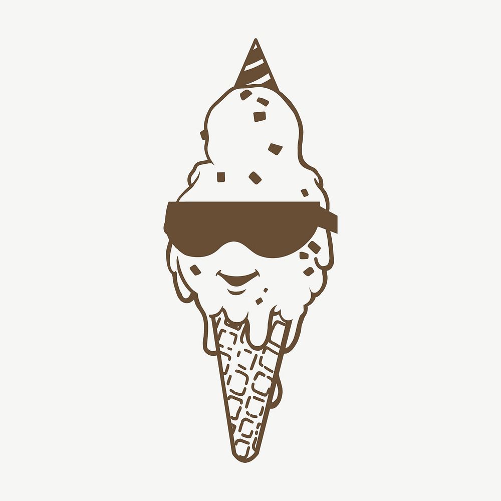 Sunglasses ice-cream cartoon, food collage element psd