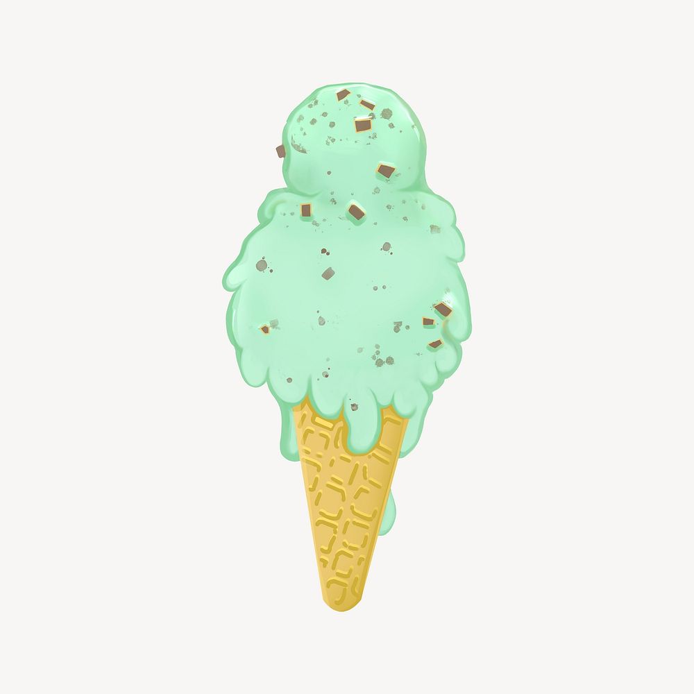 Mint chocolate chip ice-cream, food illustration