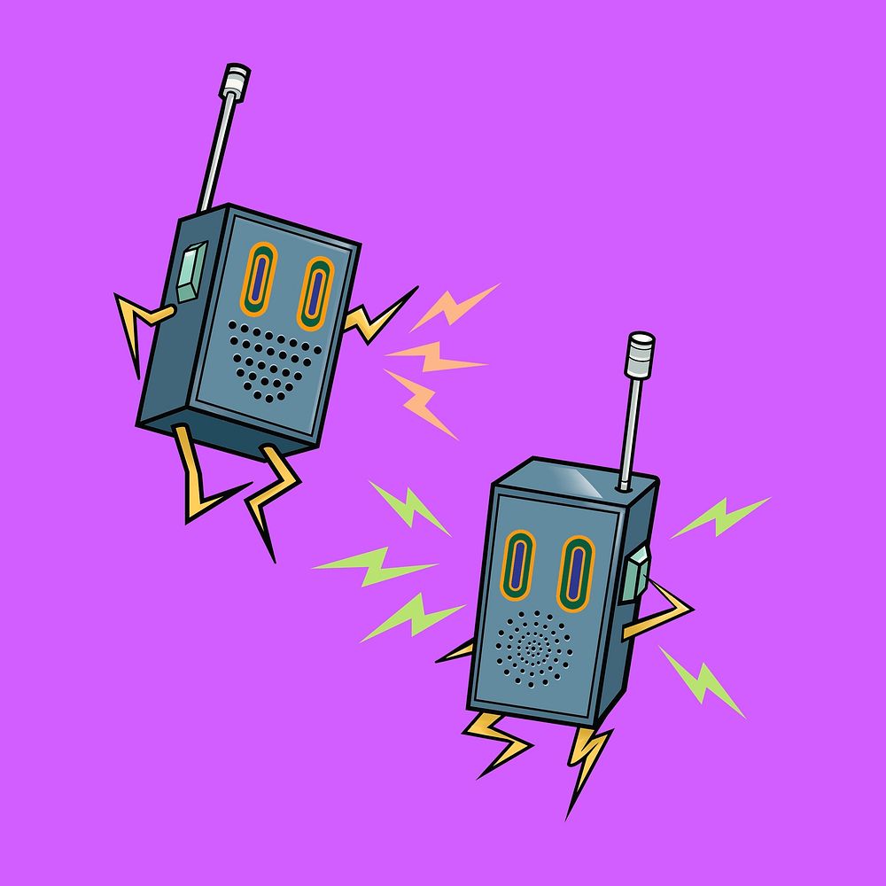 Walkie talkie cartoon collage element psd