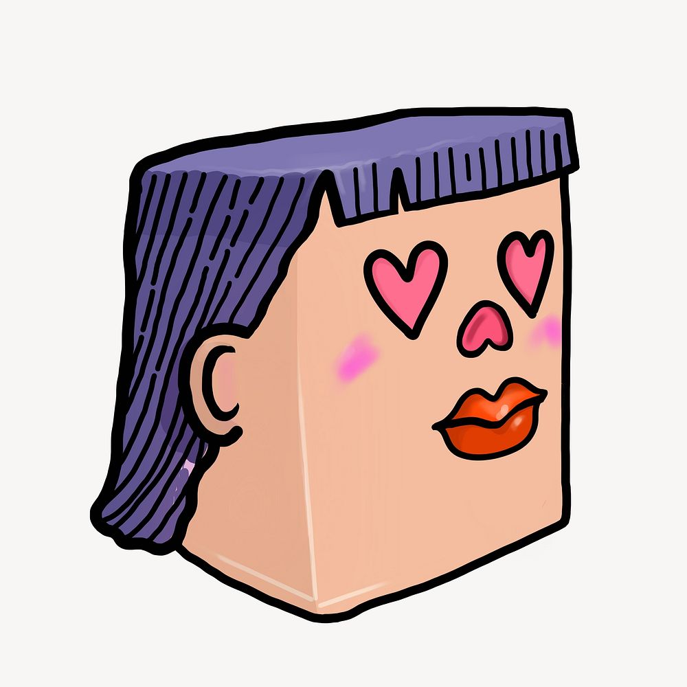 Heart-eyes woman cartoon illustration