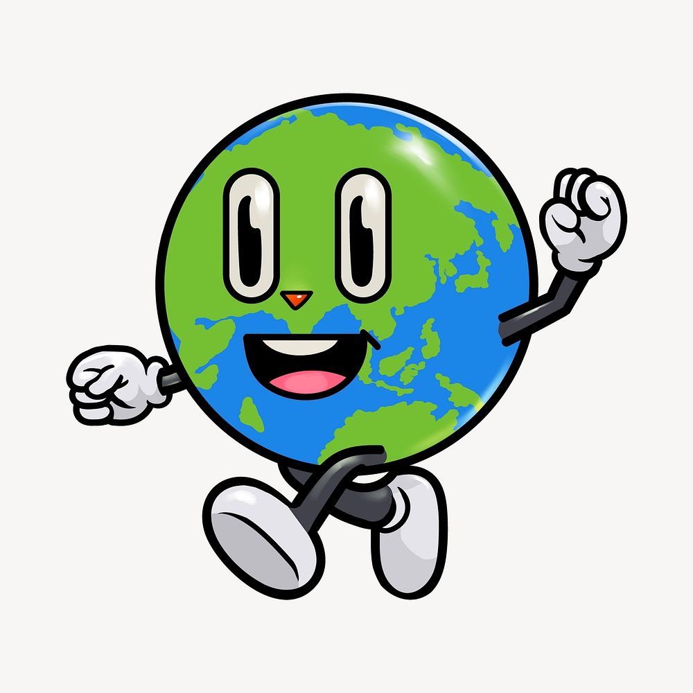 Running globe cartoon illustration