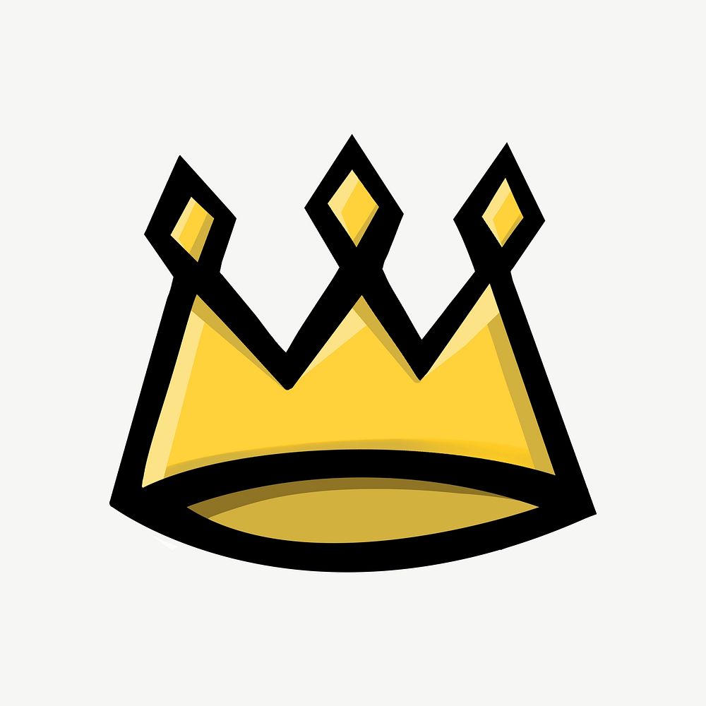 Gold crown icon collage element psd