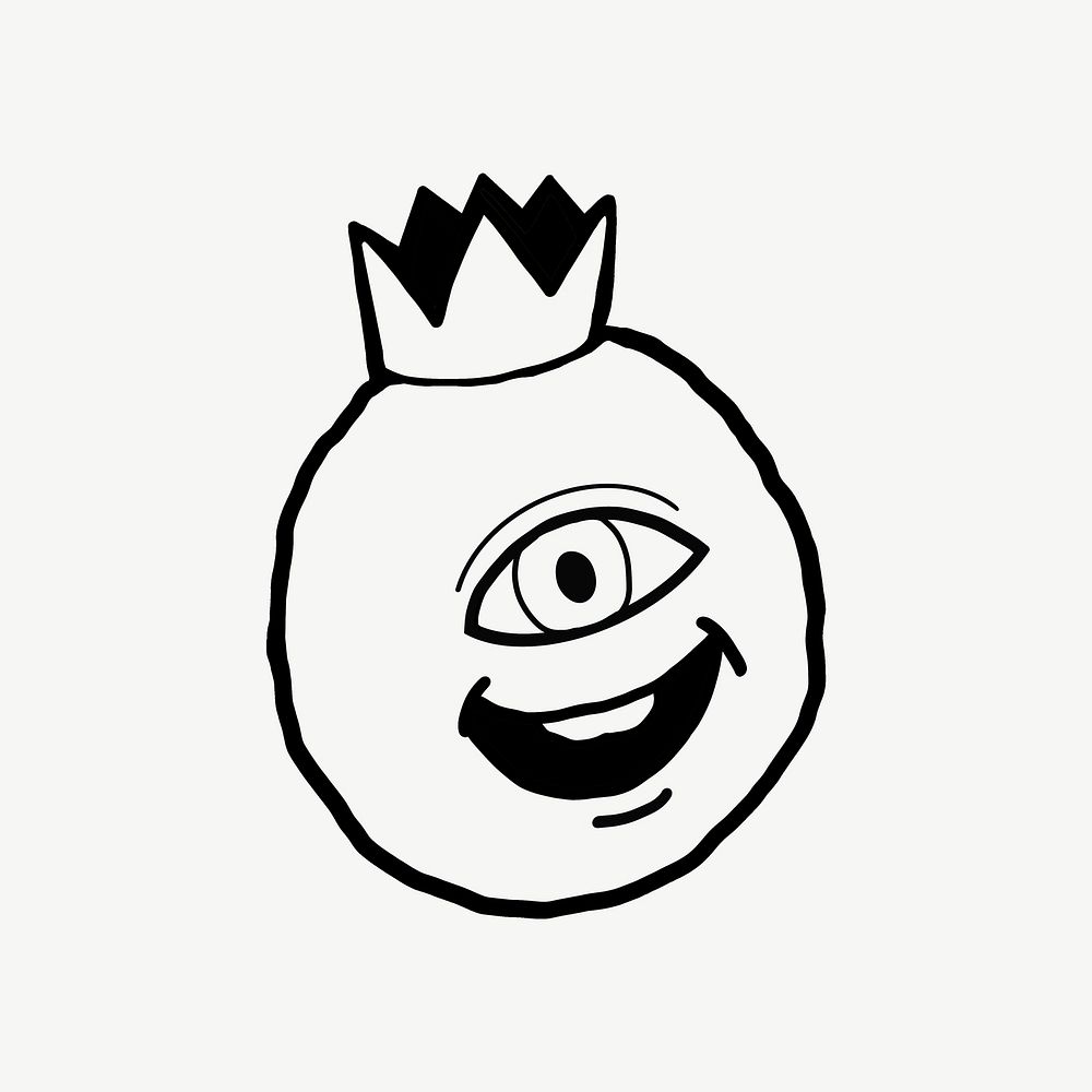 One-eyed king monster collage element psd