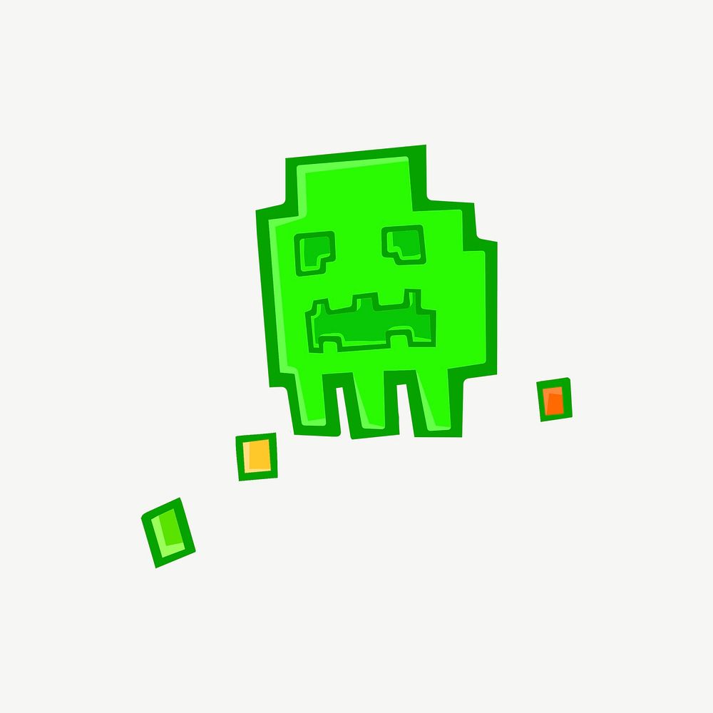 8-bit pixel monster collage element psd