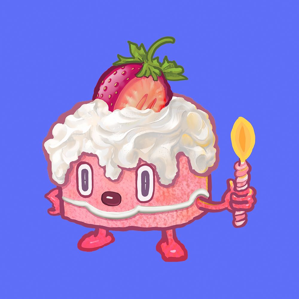 Strawberry cake cartoon, food illustration