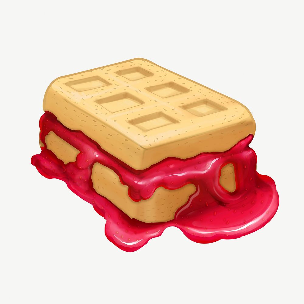 Red waffle sandwich, food collage element psd