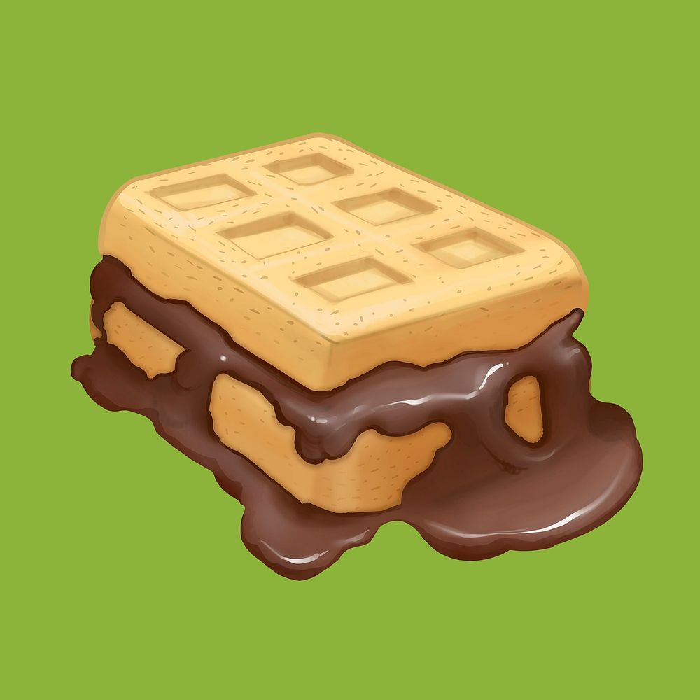 Chocolate waffle sandwich, food collage element psd