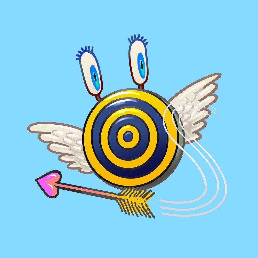 Flying target cartoon collage element psd