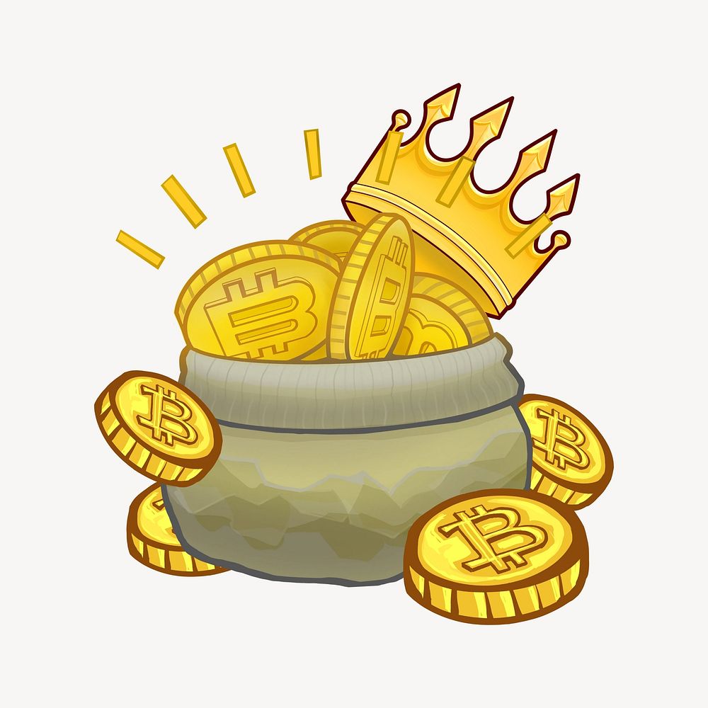 Bitcoin money bag cartoon illustration