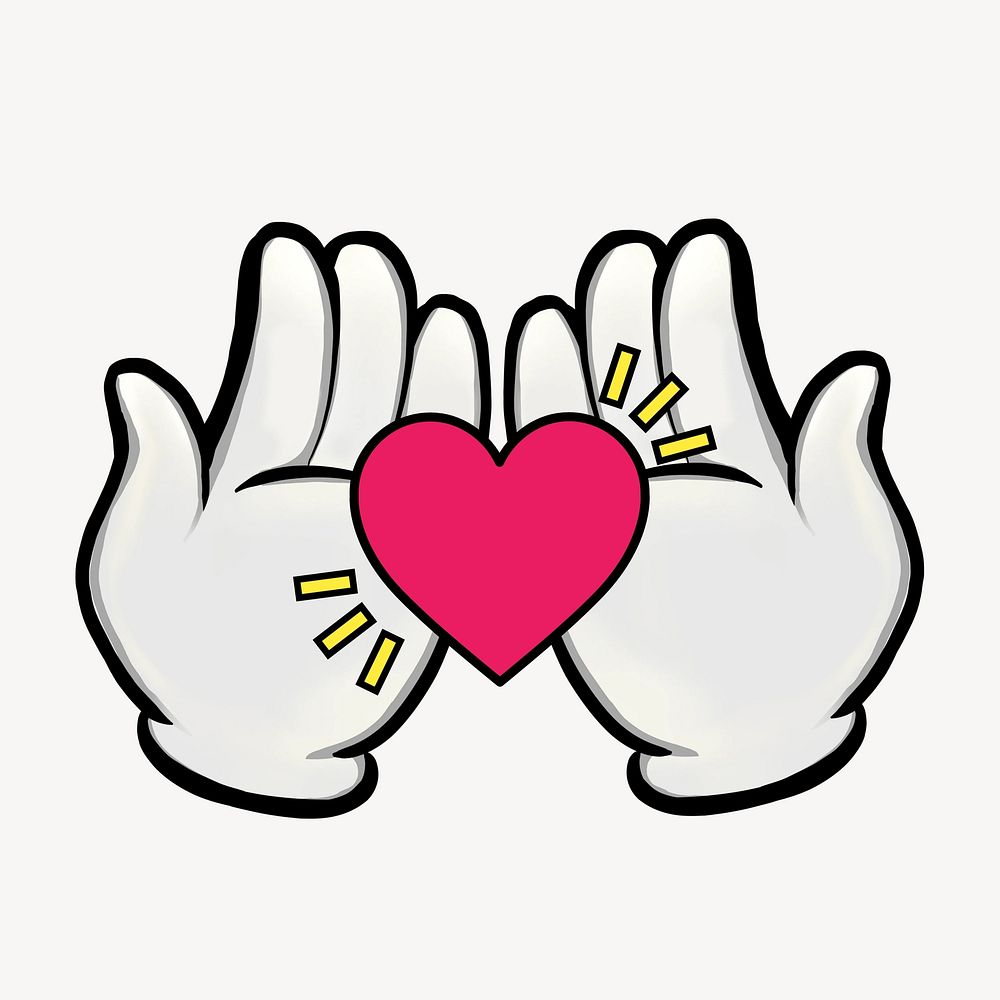 Hands cupping heart, love illustration