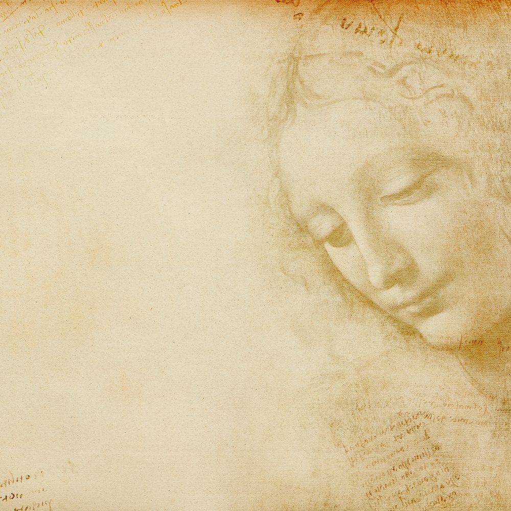 La Scapigliata brown background, Leonardo da Vinci's famous artwork, remixed by rawpixel