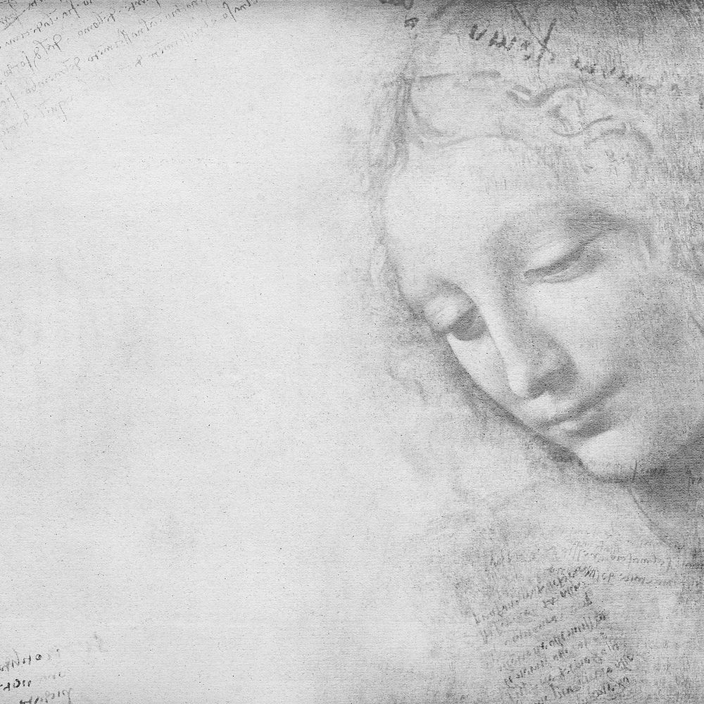 La Scapigliata gray background, Leonardo da Vinci's famous artwork, remixed by rawpixel