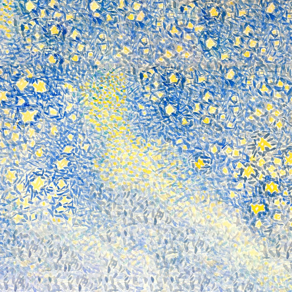 Henri-Edmond Cross's  Landscape with Stars, famous painting, remixed by rawpixel
