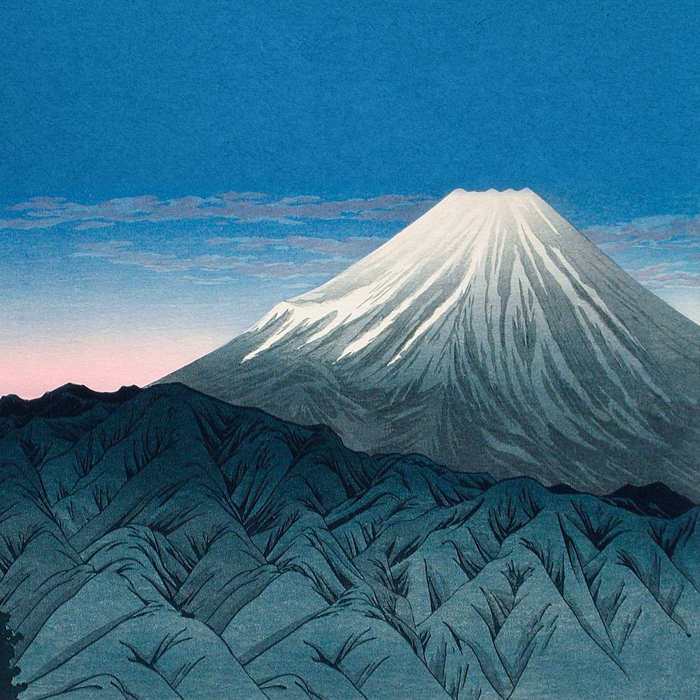 Hiroaki's Mount Fuji background, vintage Japanese illustration, remixed by rawpixel